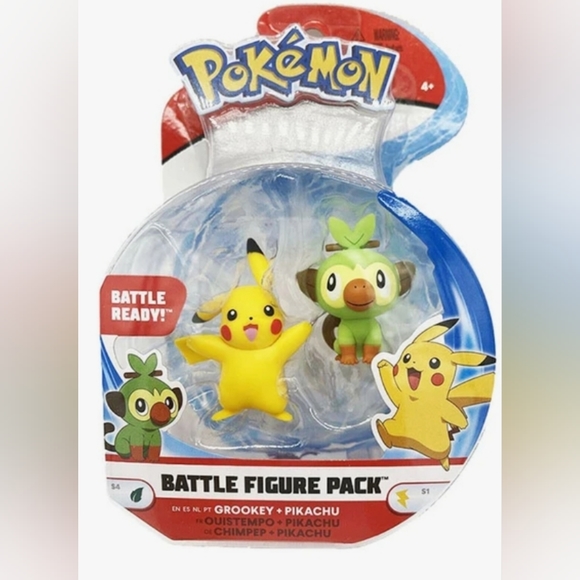 Pokemon New Sword and Shield Battle Action Figure 2 Pack - Pikachu and Grookey 2 - Picture 1 of 2